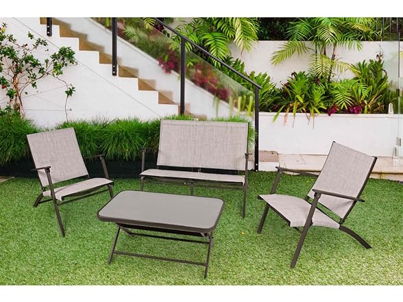 Four Seasons Courtyard Novara 4 Piece Steel Folding Furniture Set