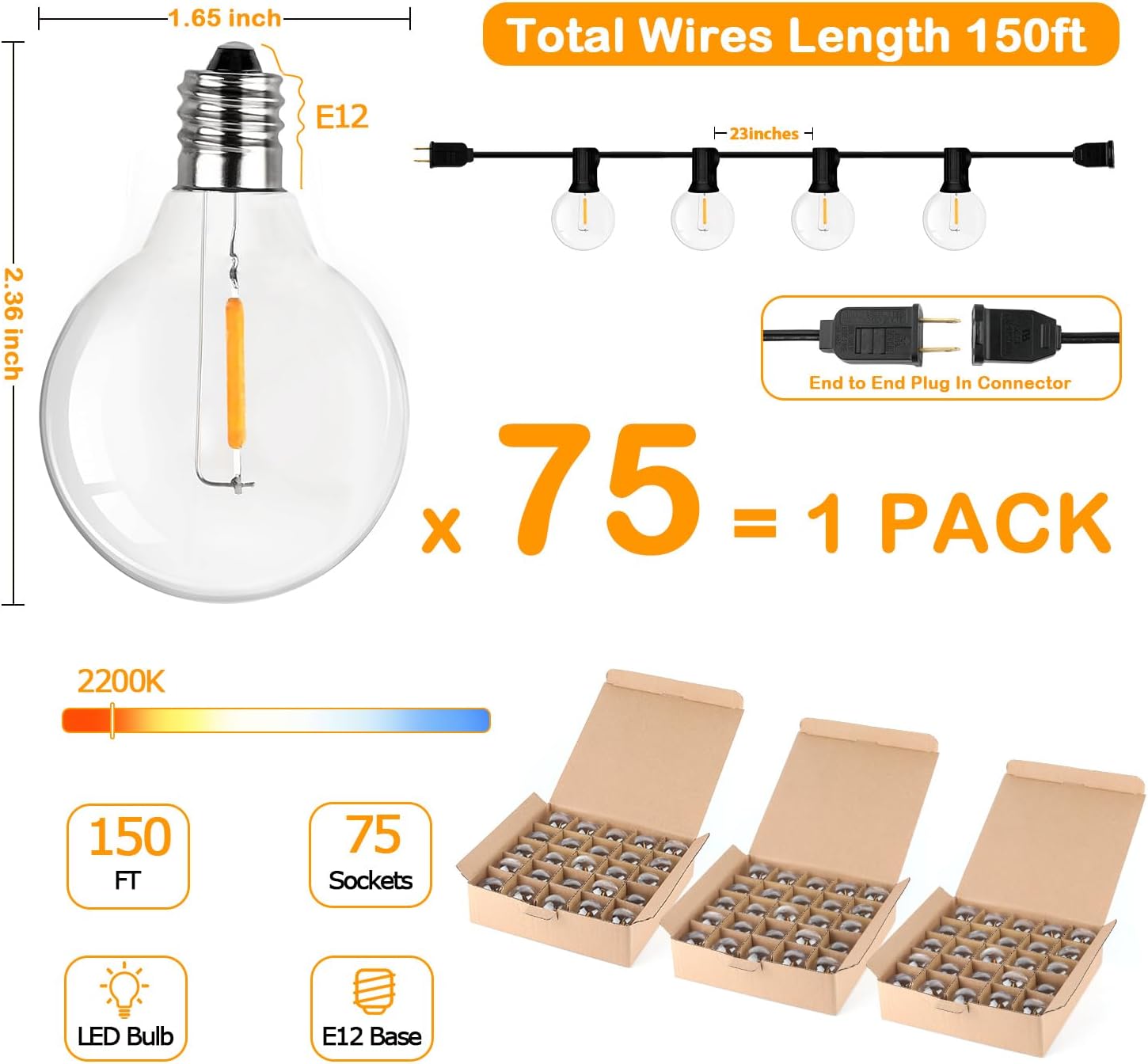 VerRon LED Outdoor String Lights Bulbs, Shatterproof - Gallery 13