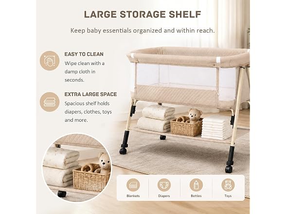 Bolmen Beige Baby Bassinet Bedside Sleeper