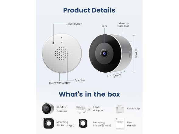 AKINGUAR Window Camera 2K 3MP