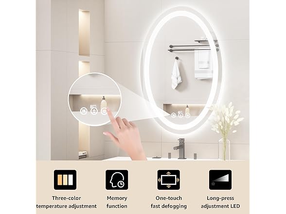 48"x36" Oval LED Bathroom Mirror