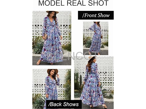 Blencot Women (M) Casual Boho V Neck Long Dress