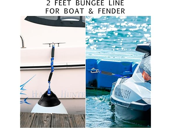 Geelu 2ft Bungee Dock Lines, Blue/Yellow