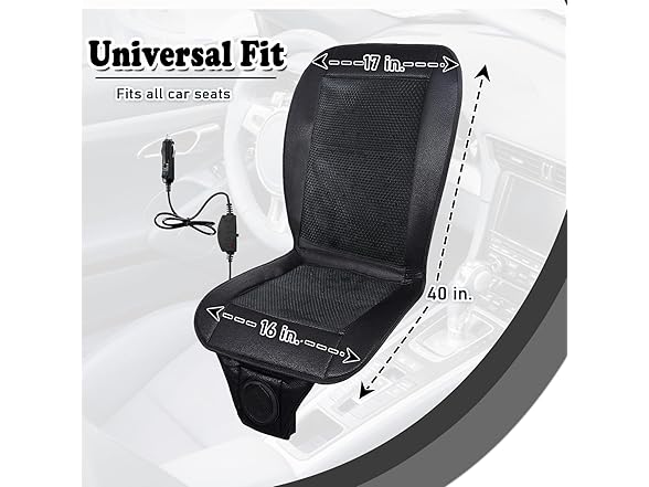 Zone Tech Black Cooling Car Seat Cushion 2-Pack 12V