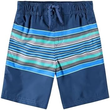 Kanu Surf Boys' Line Up Quick Dry UPF 50+ Beach Swim Trunk, Orbit Navy/Green