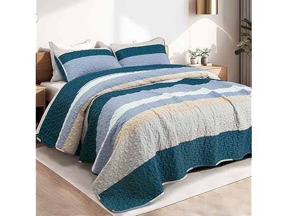 Whale Flotilla Navy Queen Quilt Set
