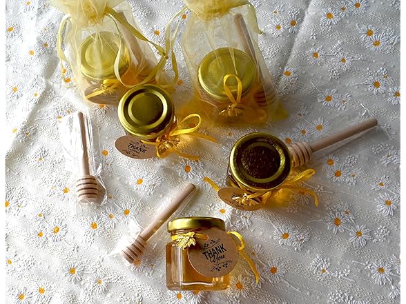 Mini Hexagonal Glass Honey Jars Set