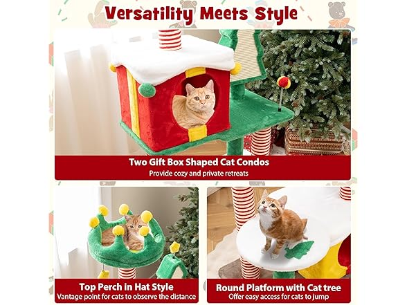 PETSITE 61 inch Christmas-Themed Cat Tree