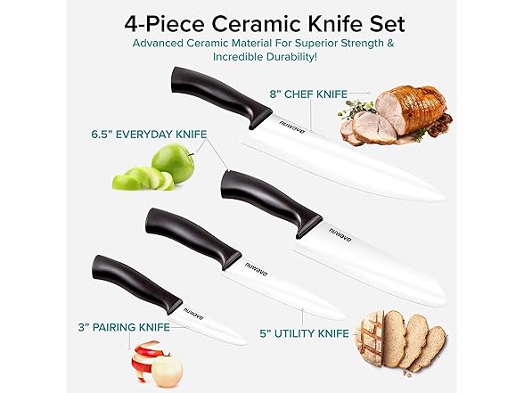 Nuwave 4-piece White Ceramic Knife Set 