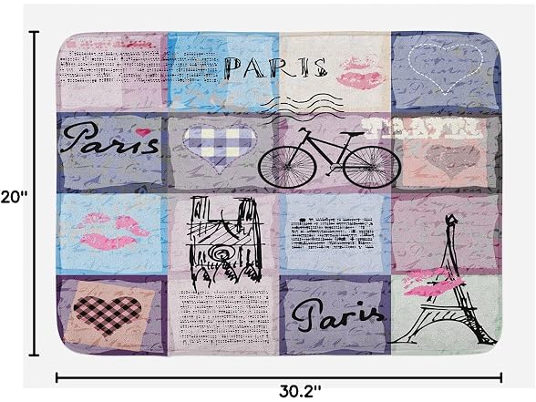 Ambesonne Paris Bath Mat, Grunge Textured