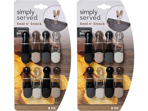 Simply Served Seal N Snack Magnetic Chip Clips, 16 Count