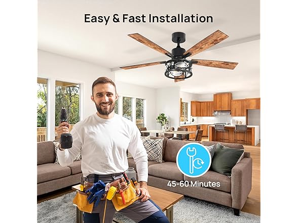 Consciot Ceiling Fan With Lights, 52 Inc