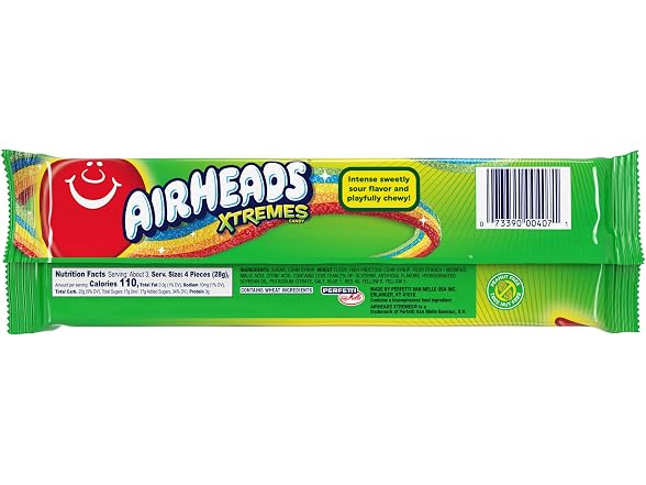 Airheads Xtremes Belts Sour Candy Rainbow Berry