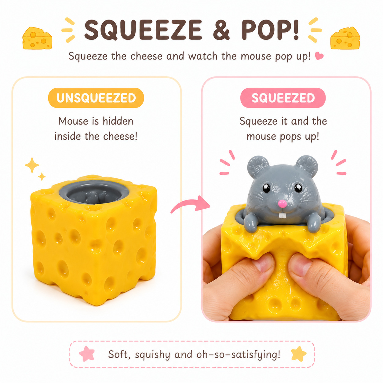 2-Pack Mystery Cheese Mouse Squishy - Gallery 6