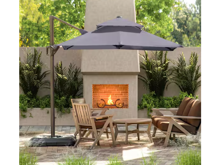 Parrot Uncle LA-A028GY+BASE Large Outdoor Patio Umbrella w
