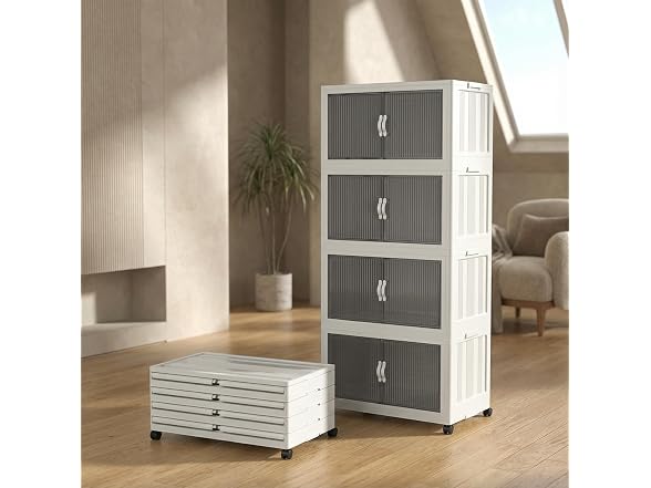 Cetomo 100L Plastic Foldable Storage Boxes with Lid (4 Pack)
