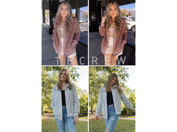 Tecrew Women (S) Winter Sherpa Fleece Button Coat