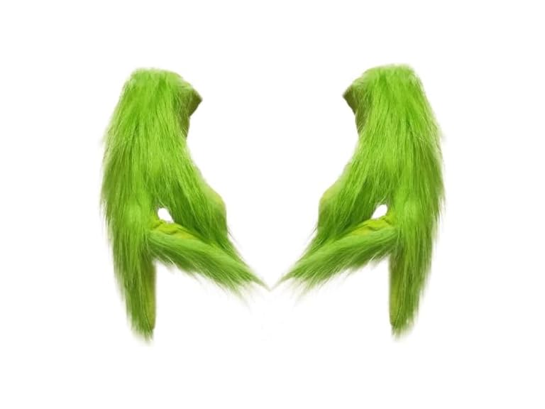 Fisemira Green Furry Monster Gloves