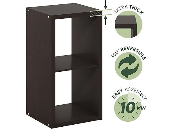 Furinno 2-Cube Bookshelf Black Oak