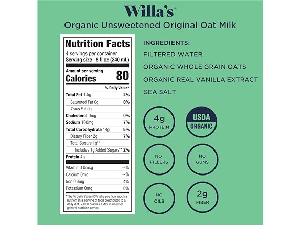 Willa's Organic Oat Milk 32oz
