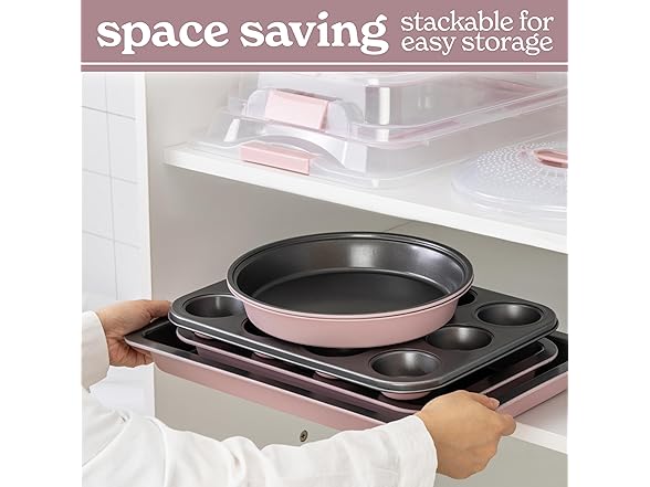 10 Pc Nonstick Baking Pans Set Pink