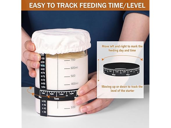 Kmise Sourdough Starter Jar Glass, 34 Oz