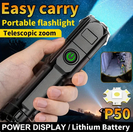 2 Pack Flashlight High Power Telescopic Zoom LED Rechargeable Torch - Gallery 7
