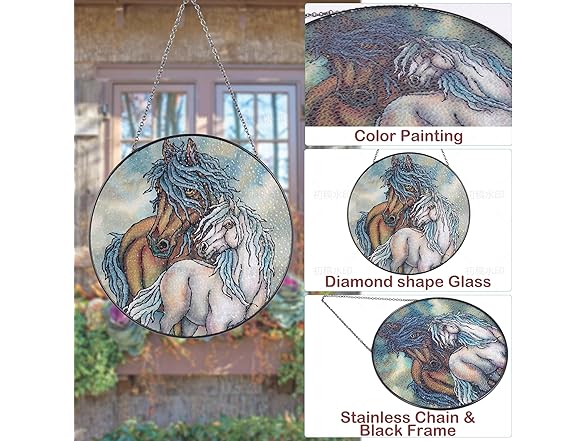 ANFURI Horse Glass Window Hanging