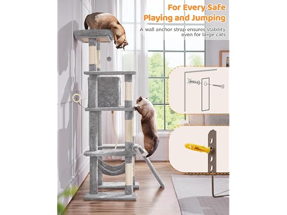 Yaheetech 63in Sturdy Large Cat Tree for Indoor