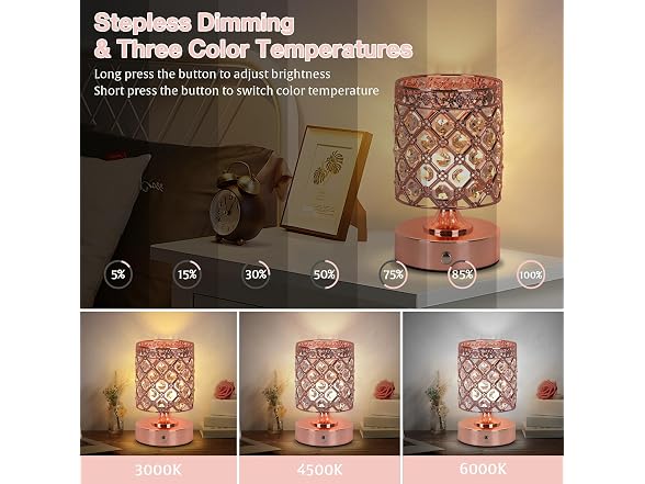 Crystal Cordless Table Lamp Rechargeable