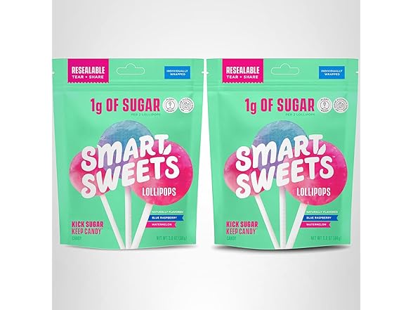 Smart Sweets, Blue Raspberry Watermelon Lollipops