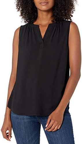 Amazon Essentials Women's S/L Woven Shirt, Black, X-Small