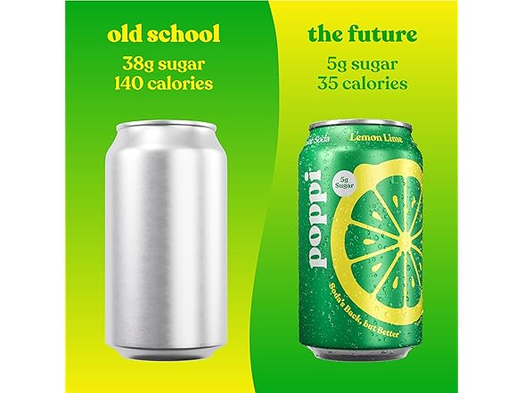 1CT Poppi Sparkling Prebiotic Soda Beverage Lemon Lime