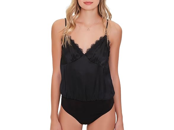 Forever 21 Satin Lace-trim Cami Bodysuit