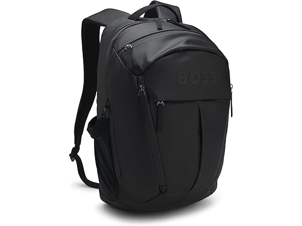 BOSS, Stormy Bold Logo Backpack, Black Gloss