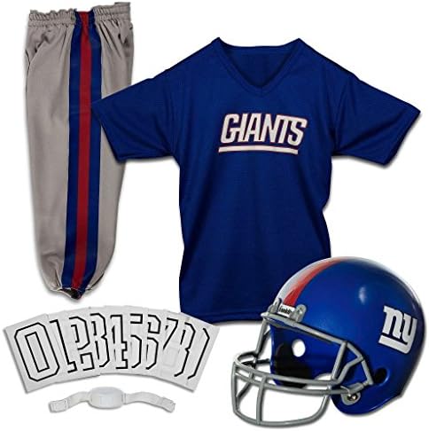 Franklin Sports New York Giants Kids Football Uniform Set - NFL Youth Football Costume for Boys & Girls - Set Includes Helmet, Jersey & Pants - Medium