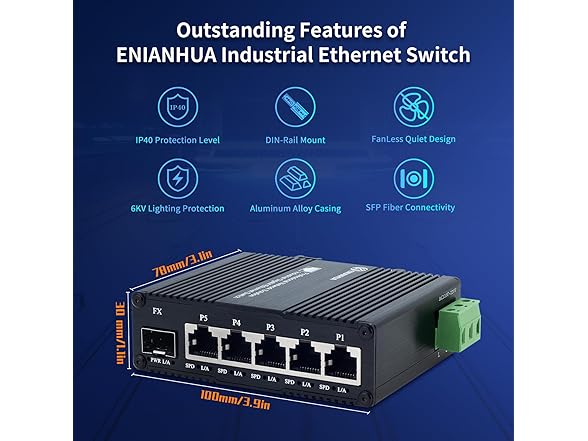 ENIANHUA Mini Industrial 5 Port Switch