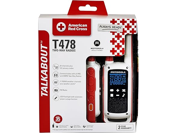 (NEW) 2-PACK Motorola T478 Talkabout 2-Way Radio, 35-Mile