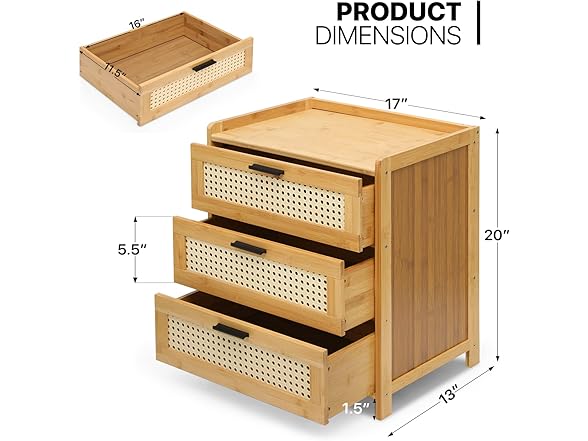 MoNiBloom Small Boho Nightstand Table