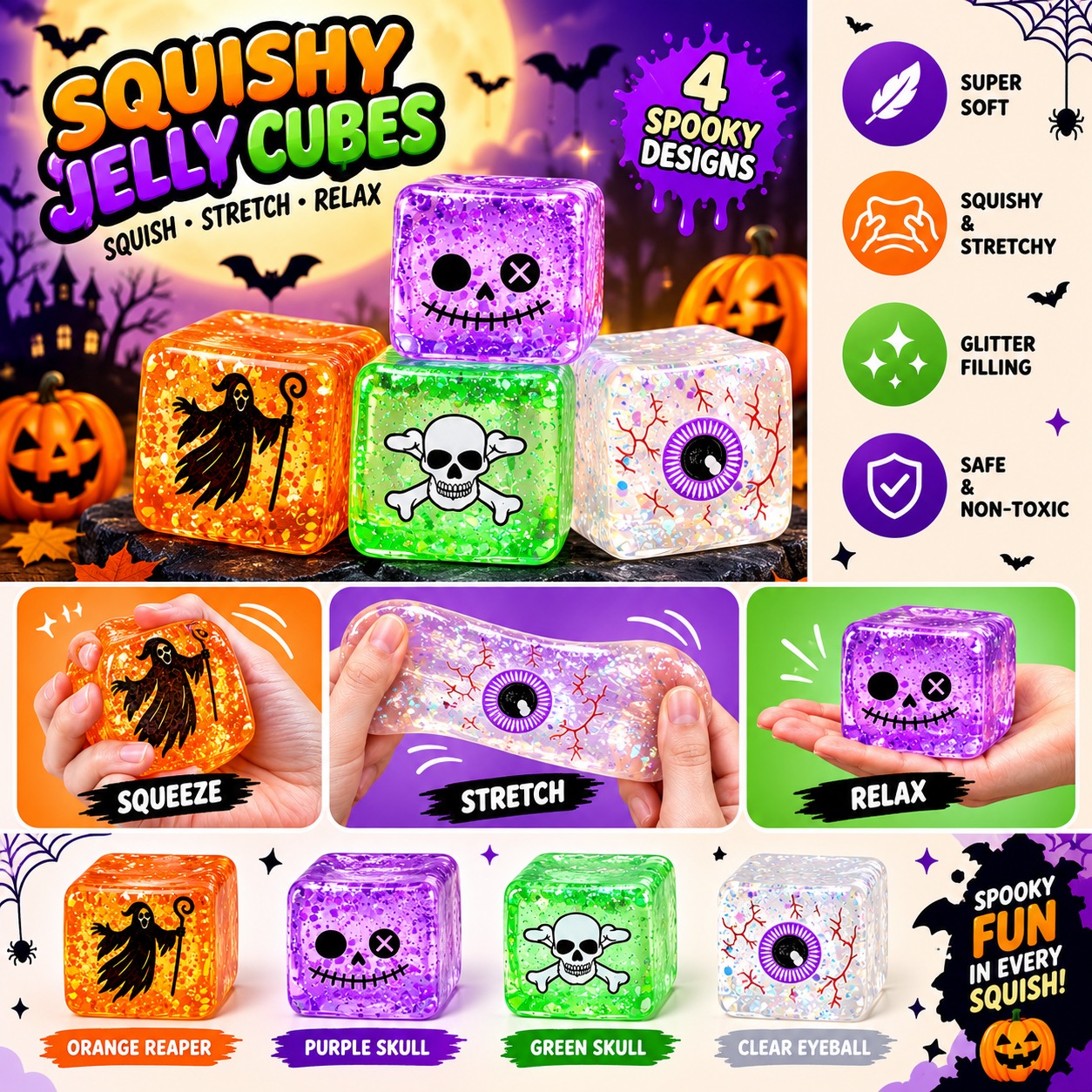 Halloween Jelly Cube Squishy 2-Pack Mystery Set - Gallery 12