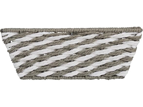 Simplify Small Striped Woven Basket in Gray