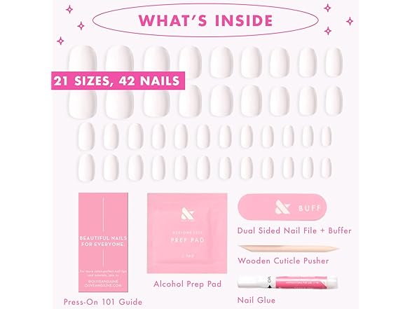 Olive & June Instant Mani Press On Nails (Glue) | Crisp White