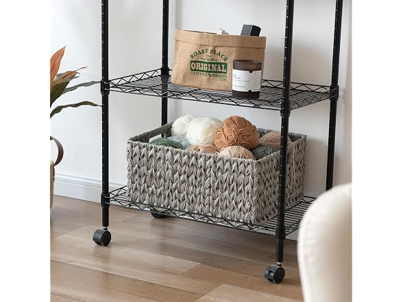 CROS Large Waterproof Woven Plastic Storage Basket Grey