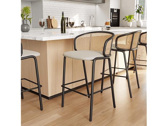 Leisuremod Ervilla Bar Stool w/Black Steel