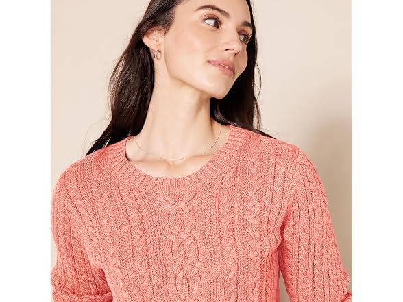 Amazon Essentials Women Soft Cotton Cable Sweater