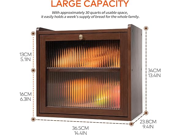 Wood Bread Box for Kitchen Countertop