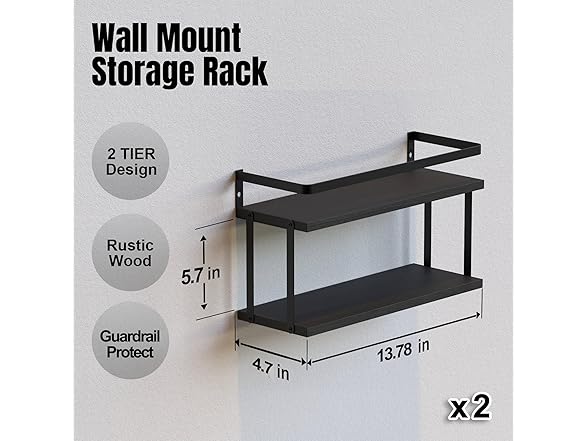 2 Tier Rustic Farmhouse Wood Shelves