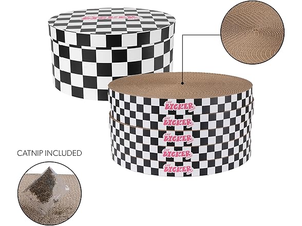 Kate 12 Inch Cardboard Cat Scratcher Pads, Black/White