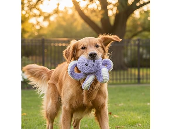 Linzy Plush Octopus Dog Toy, Soft Crinkle