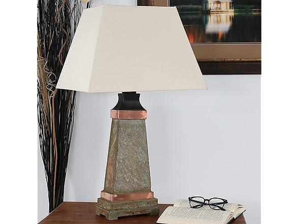 Copper Trim Slate Weather-Resistant Lamp